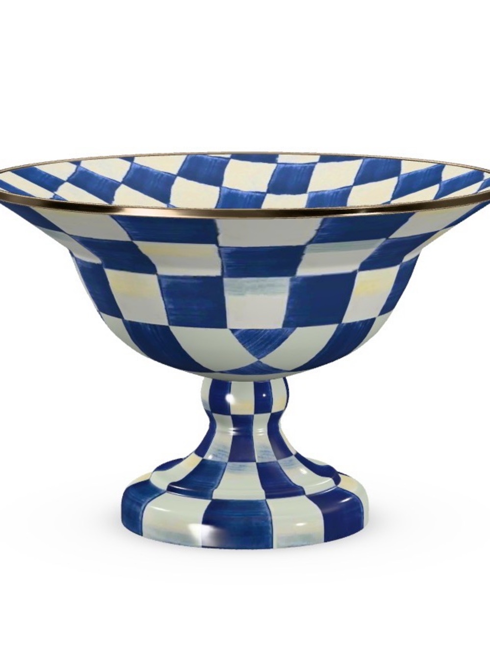 MACKENZIE-CHILDS Enamel Compote, Large, royal check